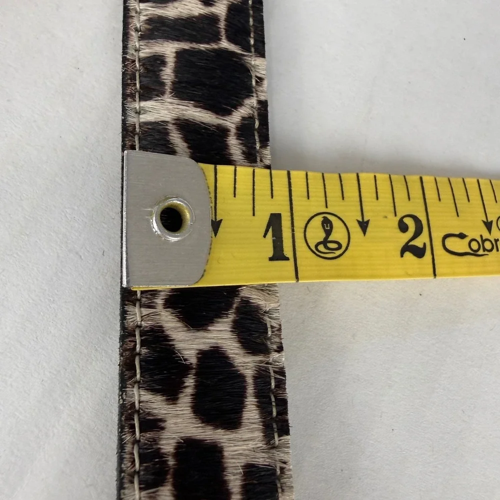 Elite Fresno California Giraffe Print Calf Hair Leather Belt Large Silver
